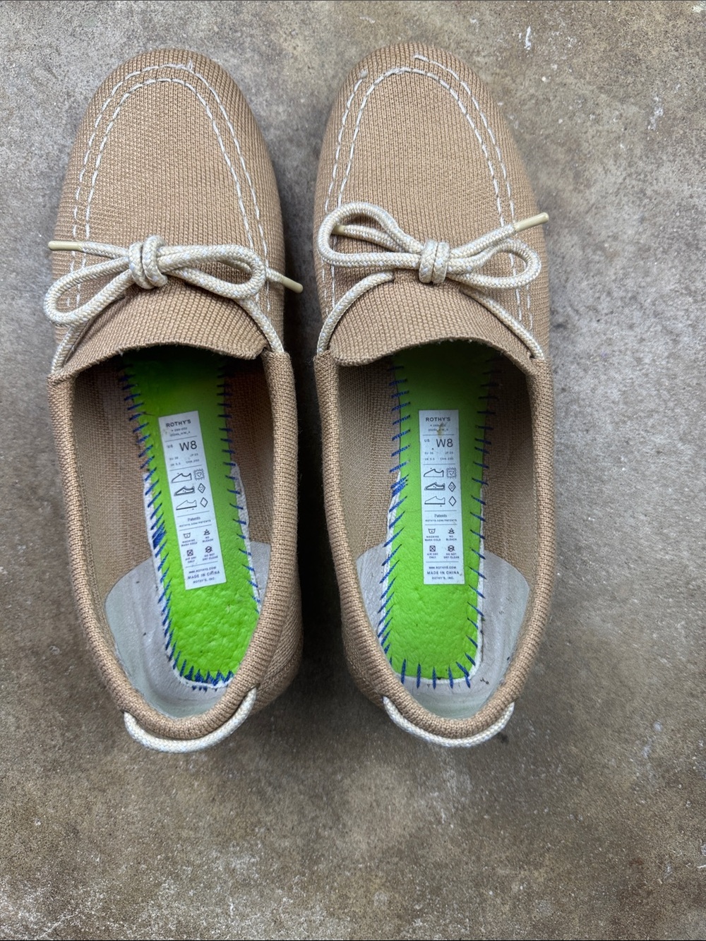 Rothy’s Boat Shoe in taupe and off white 
Size: 8